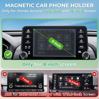 Car Phone Holder for Honda Accord 10th Gen 2022 2021 2020 2019 2018 (Only for 8-Inch Screen) 360° Rotation Magnetic Cell Phone Mount, Compatible with Magsafe, Does Not Affect Air Vent - style: Fit for 2018-2022 Accord, 8-Inch
