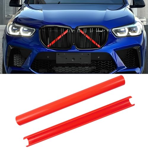 Compatible with BMW Grill Inserts Trims G01 G02 G05 G06 G07 F15 F16 F25 F26 E70 For X3 X4 X5 X6 X7 Series Compatible with BMW V Brace Wrap Covers Red Grill Stripes Wrap Accessories - color: Red, size: G01/G05