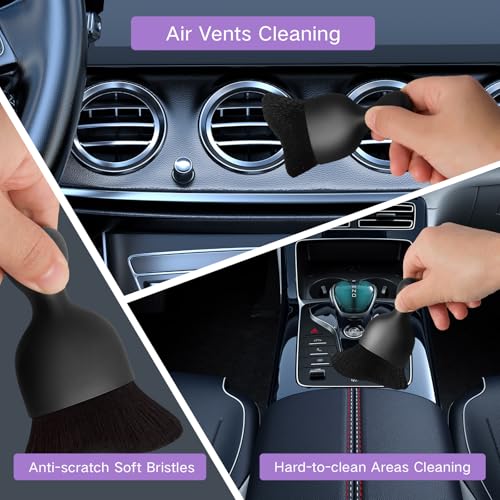 Qydipclin 10pcs Windshield Cleaning Tool Inside Car Window Cleaner Wash Kit with 4 Reusable Microfiber Pads 1 Spray Bottle and Extendable Handle Interior Auto Glass Wiper Kit, Purple - color: Purple