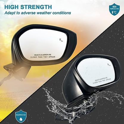 Right Passenger Side Mirror Fits 2022-2026 HONDA CIVIC Sedan/Hatchback With Power Glass, Heated, Blind Spot Detection and Manual Folding Match to Crystal Black Pearl Replace HO1321351 (7 Pins) - size: R-7Pins