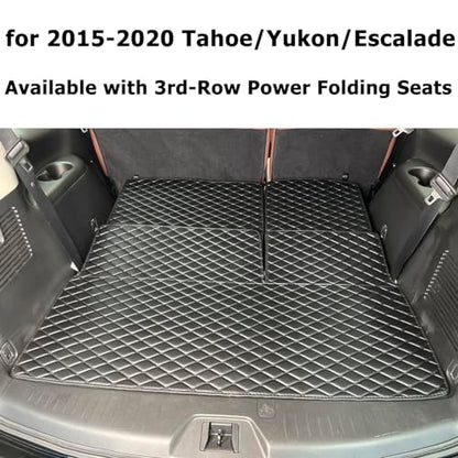 Cargo Mat for 2015-2020 Chevrolet Tahoe/GMC Yukon/Cadillac Escalade (Available with 3rd-Row Power Folding Seats) Trunk Mat and Rear Backrest Mat Cargo Liners All Weather Anti-Slip
