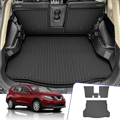 Cargo Mat Compatible with 2014-2020 Nissan Rogue (Not fit Sport Models): Backrest Mats TPE All-Weather Cargo Liner 2017 Rogue Accessories (Trunk Mat+Backrest Mats) - style: 12) for Nissan Rogue 2014-2020 Cargo Liner & Seat Back Mat