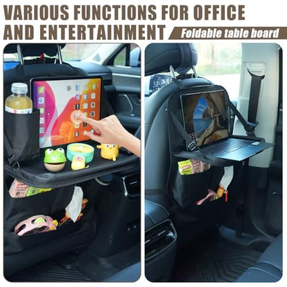 XDV Car Seat Organizers,Multi-functional Back Seat Protectors, Storage Pouches, Child kicking prevention and Tray Holders Kick Mats Back (for Cars, Kids,and Rear Seats) (Black, 2 Pack with Food Tray) - size: 2 Pack with Food Tray