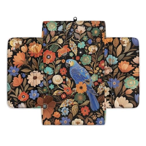 Center Console Armrest Cover, Bohemian Floral & Parrot Console Protector with Side Pockets Fit for Most Car Center Consoles,Car Accessories Interior, Prevent Pets Scratches - color: Bohemian Floral & Parrot