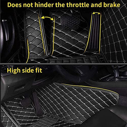 Custom Making Car Floor Mats for 90% Car Model Luxury Leather All Weather Waterproof Anti-Skid Full Coverage Liners (Black) - color: black