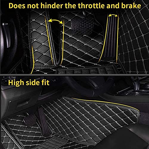 Custom Making Car Floor Mats for 90% Car Model Luxury Leather All Weather Waterproof Anti-Skid Full Coverage Liners (Black and Wine red) - color: black and wine red