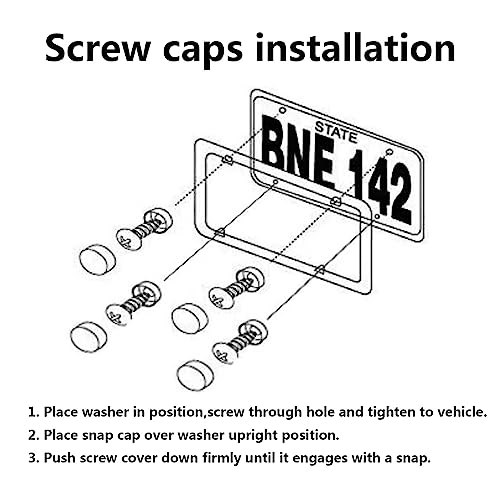 License Plate Frames Black, 2 Pcs 4 Holes Car Licenses Plate Covers Stainless Steel Holders Frame for Plates with Screw Caps.