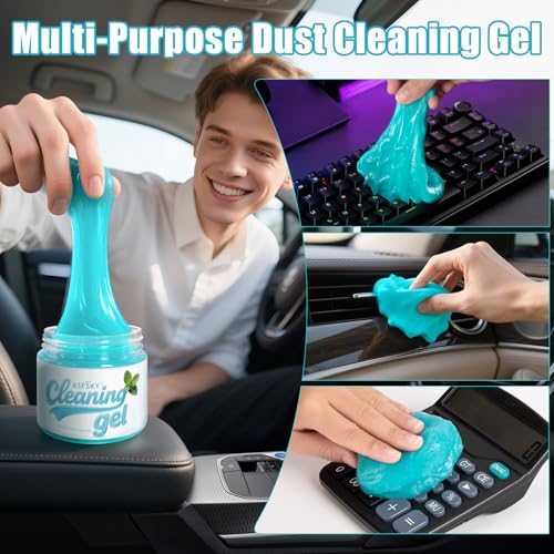 ASFSKY Car Cleaning Gel (Blue,Mint) Cleaning Putty Universal Dust Cleaning Car Interior Cleaner Keyboard Dust Remover Car Slime Gifts for Men Women Girl（1 Pack） - color: green