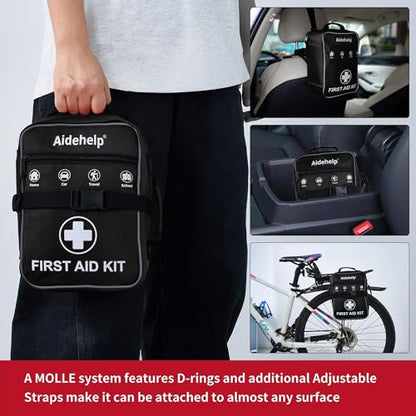 520 Pieces Premium First Aid Kit - Large Emergency Medical Kit for Survival, Car, Home, Travel, Camping, Backpack, Hiking, School (Black) - color: Black