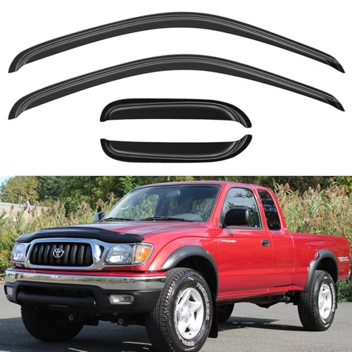 Window Visors Rain Guards Shield for 1995-2004 Toyota Tacoma Access Cab, Out-Channel Window Vent Wind Deflectors Visors Shades for 95-04 Tacoma Extended Cab - size: 1995-2004 Toyota Tacoma Access