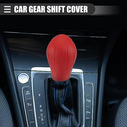 Motoforti Universal Car Gear Shift Cover Comfortable Handbrake Shifter Cover, Anti-Slip, Silicone, Red, 2 Pcs - color: Red