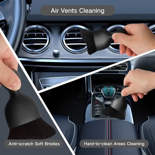 Qydipclin 10pcs Windshield Cleaning Tool Inside Car Window Cleaner Wash Kit with 4 Reusable Microfiber Pads 1 Spray Bottle and Extendable Handle Interior Auto Glass Wiper Kit, Blue&Gray - color: Blue & Gray