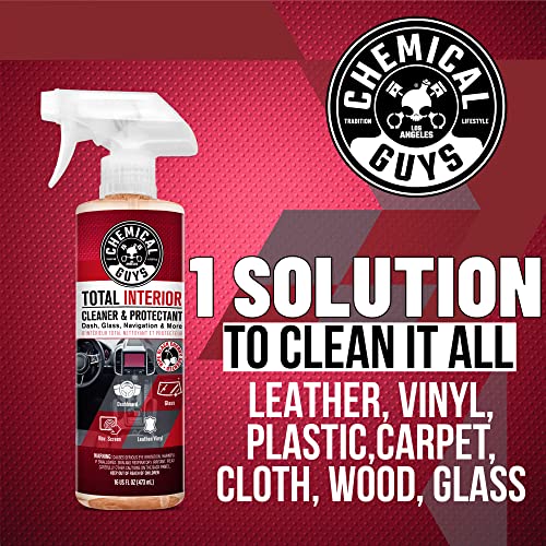 Chemical Guys Total Interior Cleaner & Protectant 128 oz Black Cherry Scent All-in-One Interior Cleaner for Leather, Vinyl, Plastic, Glass, Carpet & More Residue-Free Finish - size: 128 Fl Oz (Pack of 1), style: Black Cherry