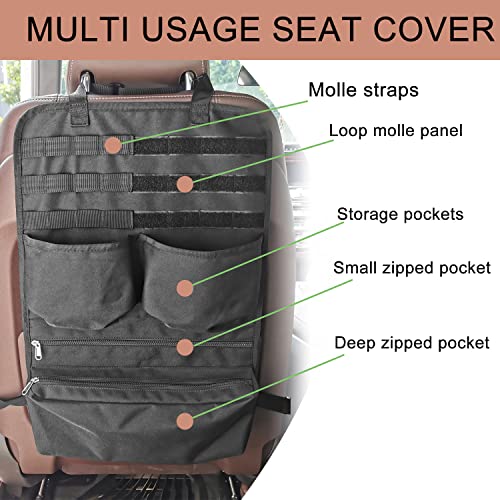 Buraku Vehicle Seat Back Organizer Car Fire Extinguisher Storage Road Travel Kids Toys Accessories Storage, Molle Panel Back Seat Cover for F150 Truck SUV Pickup