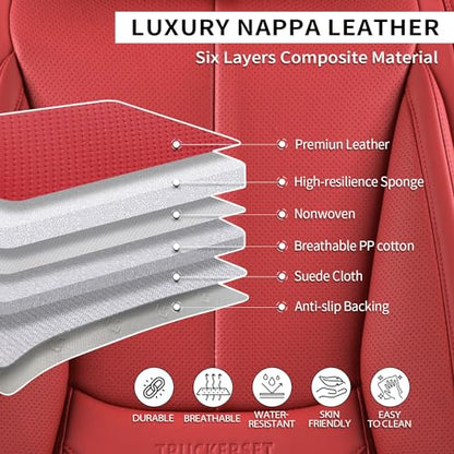 Car Seat Covers Full Set,Leather Waterproof Car Seat Cover,Airbag Compatible,Breathable Design,Suitable for Car,Truck,SUV 5 Pack(Burgundy) - color: Burgundy, size: 5 Pack