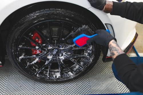 Detail Factory - ProGrip Wheel Face Brush - Ergonomic ProGrip Handle - Premium Wheel Cleaner Brush - Soft Flagged-Tip Bristles - Octane Ectoplasm