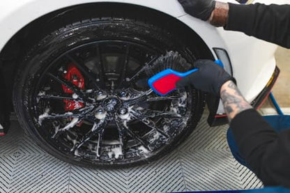 Detail Factory - ProGrip Wheel Face Brush - Ergonomic ProGrip Handle - Premium Wheel Cleaner Brush - Soft Flagged-Tip Bristles - Octane Ectoplasm