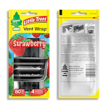 LITTLE TREES Car Air Freshener | Vent Wrap Provides Long Lasting Scent, Invisibly Fresh | 16 Air Fresheners | Strawberry - color: Strawberry
