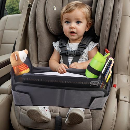 Kids Travel Tray for Car, Car Seat Tray, Grey