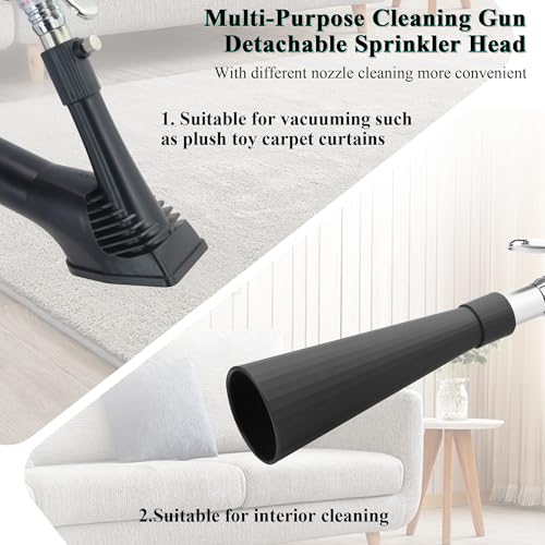 GOCCIDA 2IN1 Car Interior Detailing Air Blow Gun & vacunm Gun with Adjustable Air Flow Nozzle,Cleaning Gun Quickly Blasts Dirt and Dust from Surface Works with Air Compressor(Upgrade Rotate Tube) - color: silver