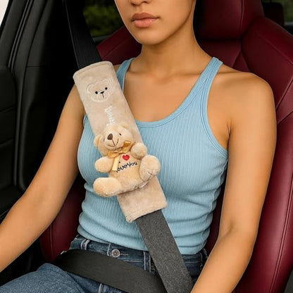 UNICOLD 2-Pack Ultra-Soft Short Plush Seatbelt Cover, Cute Animal Edition – Cloud-Like Shoulder Pad for a Comfy Ride for Adults & Kids (B-Bear) - style: B-Bear