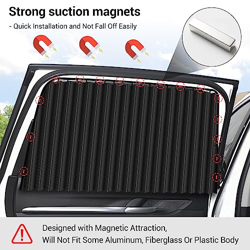 ZATOOTO Car Side Window Sun Shades - Front Privacy Magneic Black 2 Pcs Automotive Covers - Sunshades Curtain Prevent Glare and UV Rays for Baby - color: Black Faux Silk Louvered–Front 2PCS