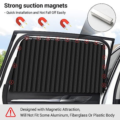 ZATOOTO Car Side Window Sun Shades - Front Privacy Magneic Black 2 Pcs Automotive Covers - Sunshades Curtain Prevent Glare and UV Rays for Baby - color: Black Faux Silk Louvered–Front 2PCS