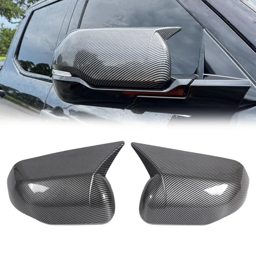 AUCERAMIC Stick-on Mirror Cover Caps Fit 2022-2024 for Toyota Tundra 2023-2024 for Sequoia 3.4L Door Side View Mirror Back Cover Cap Overlay (Carbon Fiber) - style: Carbon Fiber
