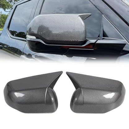 AUCERAMIC Stick-on Mirror Cover Caps Fit 2022-2024 for Toyota Tundra 2023-2024 for Sequoia 3.4L Door Side View Mirror Back Cover Cap Overlay (Carbon Fiber) - style: Carbon Fiber