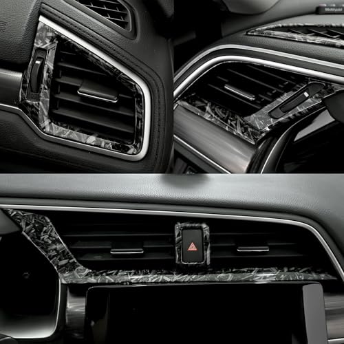 GZXinWei Interior Upgrade Accessories Forged Carbon Fiber Style Center & Side Air Vent Trim Cover Kit for Honda Civic 2016 2017 2018 2019 2020 2021 - color: Forged Carbon Fiber Style