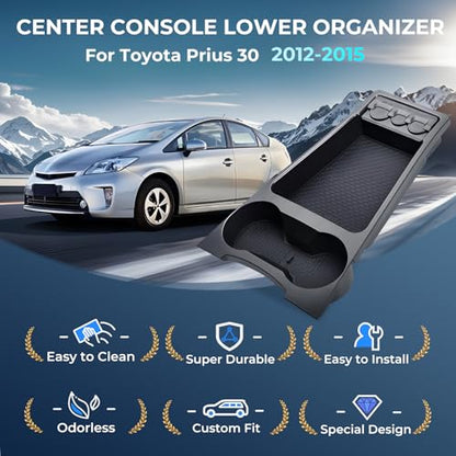 Center Console Organizer Lower Tray for Toyota Prius 30 2015 2014 2013 2012 (Not Fit Prius V), Durable ABS Plastic Under Center Console Storage Box Interior Accessories for 2012-2015 Prius - style: 9) Fits for 2012-2015 Prius 30
