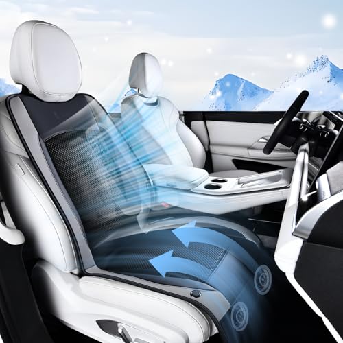 FLORICH Cooling Car Seat Cover Front Seat, 12V-24V Ventilated Seat Cushion, Cooling Car Seat Cushion with 2 Powerful Turbo Fans 3-Speed Adjustable for Summer Driving, Universal Fit for Car SUV Truck - color: Gray