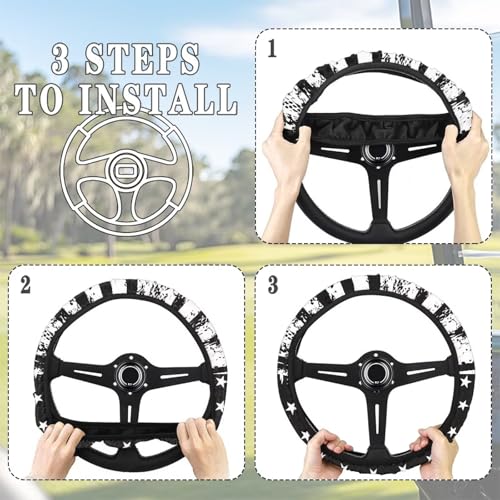 American Flag Steering Wheel Cover Protector Golf Cart Steering Wheel Covers Car Accessories Steering Wheel Cover Anti-Slip Sweatproof Auto Steering Wheel Comfortable, Black - color: American Flag Black
