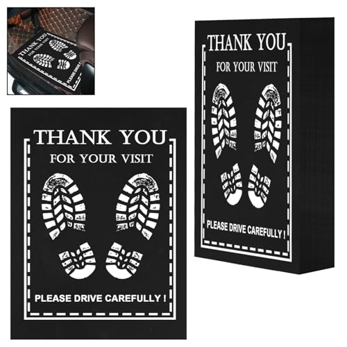 ‌RUENXG 50-Pack Disposable Car Floor Mats - Black Heavy Duty 19.6x15.7 Inch Universal Fit for SUV/Truck/Sedan | Footprint Design | Car Wash & Detailing Protectors | Portable Vehicle Foot Pads