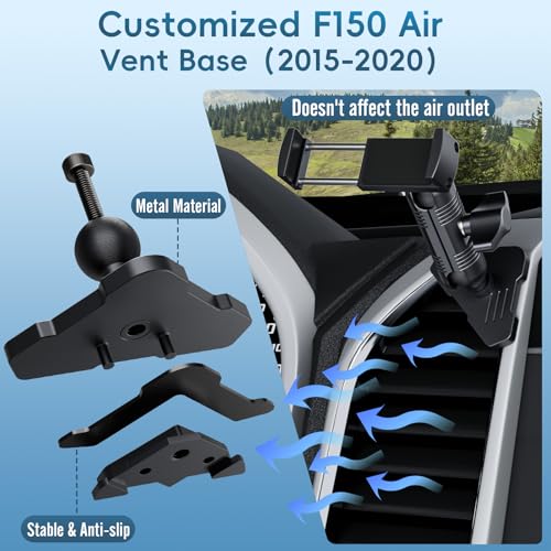 Kaishengyuan Metal Vent Phone Mount Compatible with 2015-2020 Ford F-150, 2017-2021 Super Duty & 2018-2021 Expedition, Car Solid Phone Holder Cellphone Cradles Bracket Stand for All Smartphone - style: Universal Holder