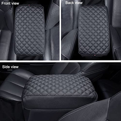 JKCOVER Center Console Armrest Cover Compatible with Toyota 4Runner 2010-2022 2023 2024 Truck Accessories Premium PU Leather Cushion Protector (Black)