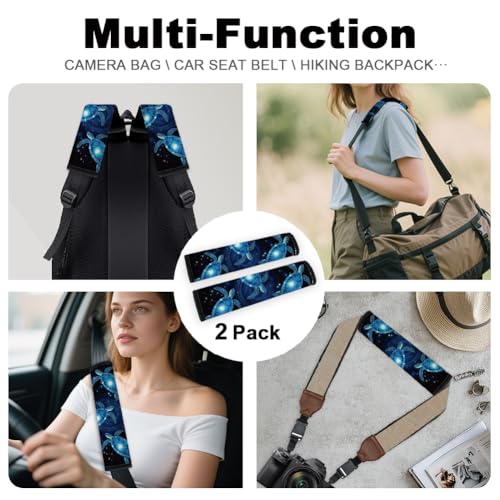 2Pcs Soft Auto Seat Belt Cover Pad Neon Galaxy Sea Turtle Print Colorful Car Seatbelt Shoulder Cushion for Comfortable Driving, Compatible with All Cars' Seatbelt and Backpack Straps - color: Turtle