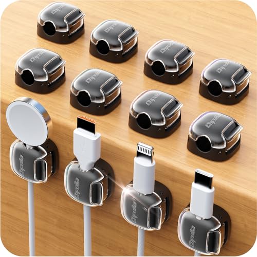 Cable Clips,12 Pack Cord Holder Cord Organizer [1s Lock & Strongest Adhesive] Spring Cord Clips Phone Charger Wire Desk Cable Management Nightstand Home Office School Decor Women Cute Desk Black - color: Black, size: 12 Pack