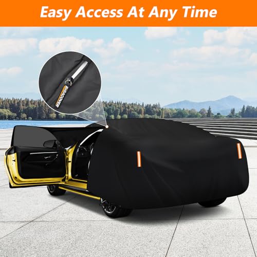 Car Cover for Buick Lesabre 1959-1970, 420D Oxford Cloth Full Car Cover Waterproof All Weather Outdoor Heavy Duty with Windproof Straps, UV Sun Dust Protection, Driver Side Zipper (Black) - size: for Buick Lesabre 1959-1970