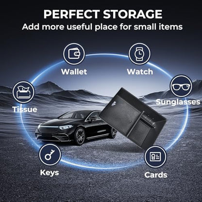 Center Console Organizer Tray Storage Box for Mercedes Benz EQS 450+ 400 580 AMG SUV/EQE 350 350+ 500, Interior Accessories Insert Tray Storage Box for 2026 2025 2024 2023 EQS/EQE, Black - style: 1) Fits for 2023-2026 EQS/EQE, Center