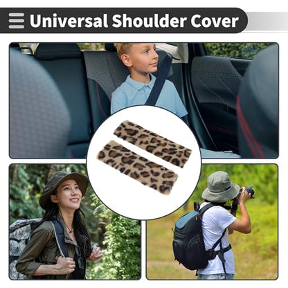 Brown Seat Belt Cover Pad Plush 23.5cm Seatbelt Strap Cushion Shoulder Padding 1 Pair - color: Brown
