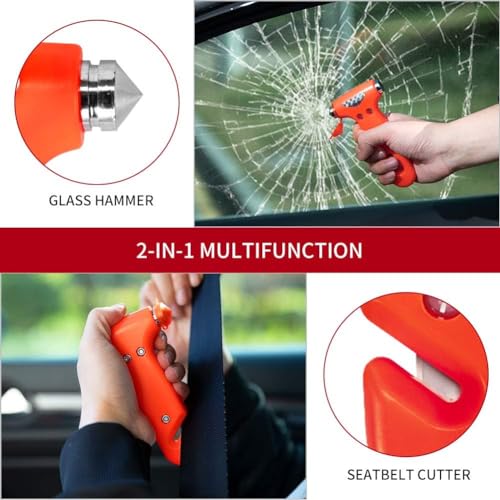 MOTORBUDDY Seatbelt Cutter and Window Breaker for Cars,Glass Breaker,Auto Escape Safety Hammer Tool Under Water,Emergency Car Safety Accessories,Truck，Vehicle - color: Red (1 Pack)