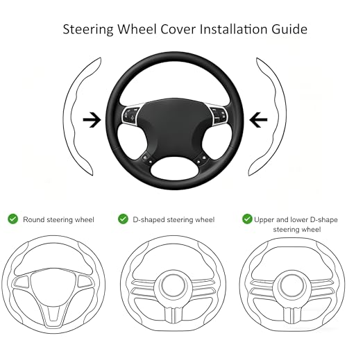 Car Steering Wheel Cover, Nappa Leather, Segmented, Anti-Slip, Odorless, Breathable, for General Motors, 14-15inch (White) - color: White
