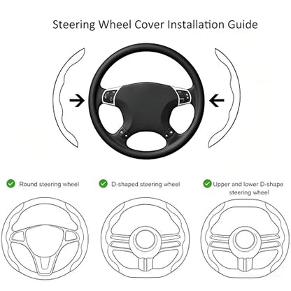 Car Steering Wheel Cover, Nappa Leather, Segmented, Anti-Slip, Odorless, Breathable, for General Motors, 14-15inch (White) - color: White