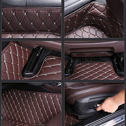 Custom Making Car Floor Mats for 96% Car Model Luxury Leather All Weather Waterproof Anti-Skid Full Coverage Liners (Wine red) - color: wine red