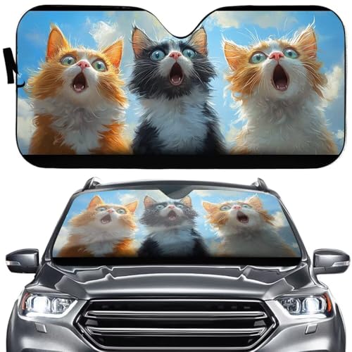 Naughty Cats Car Sun Shade for Front Window Windshield Blocks UV Rays，Funny Cat Windshield Sunshade, Pet Universal Fit Auto Sun Visor Protector Keep Your Vehicle Interior Cool - color: car windshield shades 4