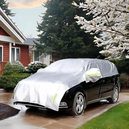 Half Car Cover All Weather Car Body Cover Sunshade Cover Snow Cover Waterproof Snowproof Universal 210D Oxford Fabric (Fit MPV/SUV Length 185'' to 195'') - size: Fit Mpv/Suv Length 185'' to 195''