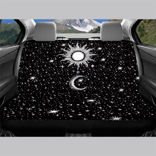 Black Car Seat Cover Old Truck Bench Seat Cover Sun Moon Star Print Car Rear Seat Cover for SUV Sedan Interior Car Accessories - color: 1 Sun Moon Star