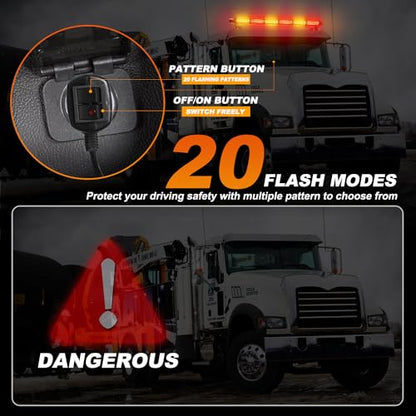 ASPL 26inch 126 LED Rooftop Emergency Strobe Lights Bar Double Side Flashing Safety Warning Traffic Advisor Light Bar Hazard Snow Plow Light for Work Trucks Vehicles Construction Tow Pickup(Amber/Red) - color: Amber/Red
