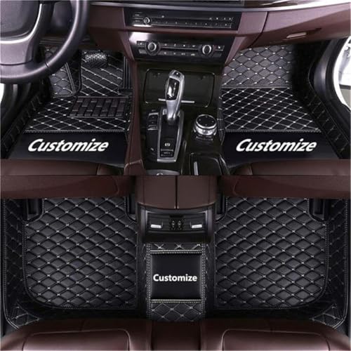 Custom Car Mats All Weather Fit Automotive Floor Mats PU Leather Protector Mat for Most Sedan, SUV, Truck Floor Mats (Black + White Line) - color: Black + White Line